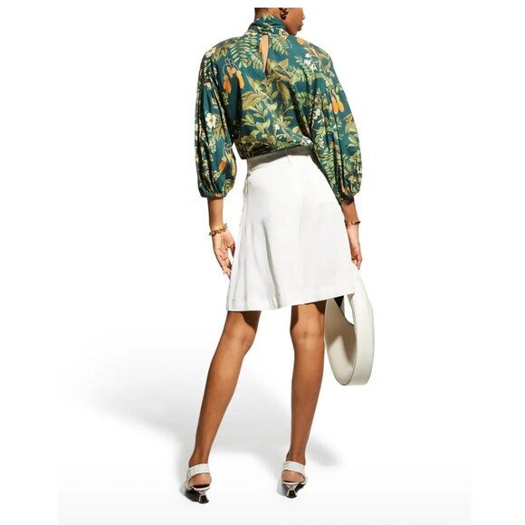 Cara Cara Diane Blouse / Medium / Botanical Birds Emerald Green Bow Balloon - Picture 3 of 14